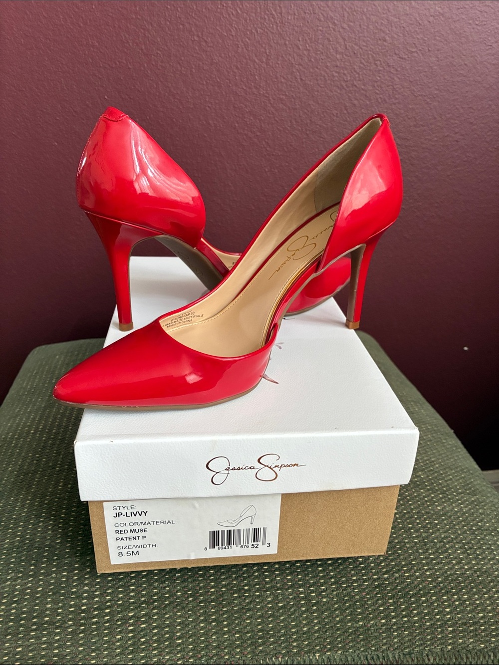 Jessica Simpson Red Patent D'Orsay Pointed Pumps